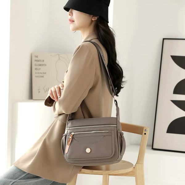 Elosung Coffee Nylon Crossbody Bag With Multiple Compartments Compact And Stylish Design Women's Bags & Handbags