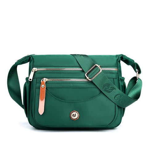 Green Nylon Crossbody Bag With Multiple Compartments Compact And Stylish Design Women's Bags & Handbags