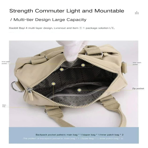 Elosung Light Green Multifunctional Nylon Shoulder Bag Lightweight Spacious Handbag For Women 20X15x11cm Women's Bags & Handbags