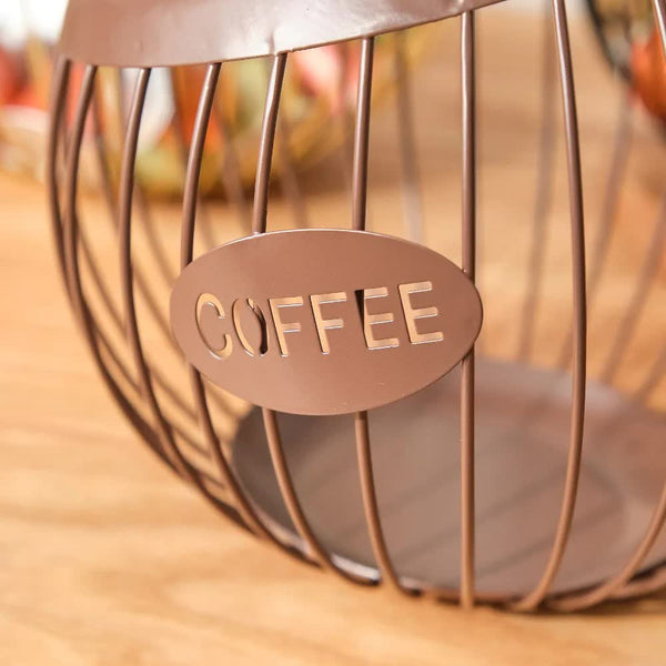 Elosung Gold Handcrafted Coffee Capsule Storage Basket Iron Art Design Food Storage Containers