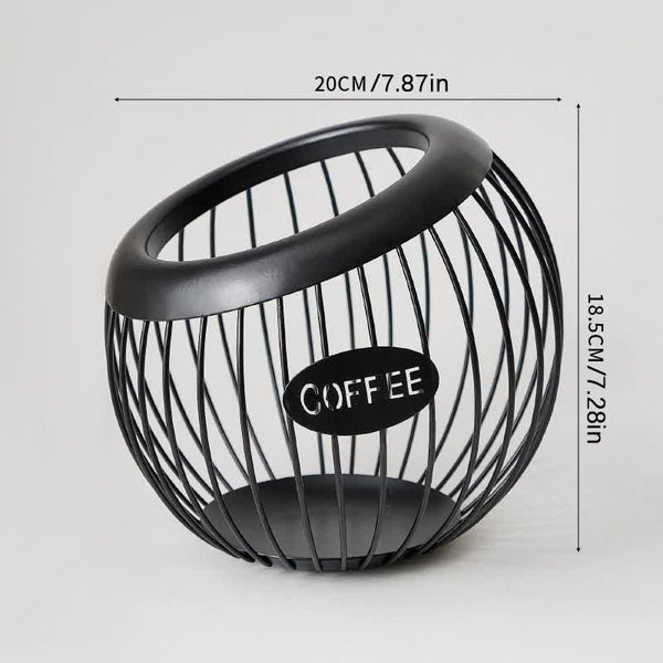 Elosung Black Handcrafted Coffee Capsule Storage Basket Iron Art Design Racks & Holders