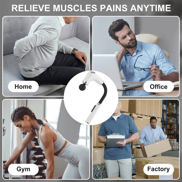 Long Handle Percussion Massage Gun Adjustable Speed Muscle Relaxation Device Four Heads Massagers