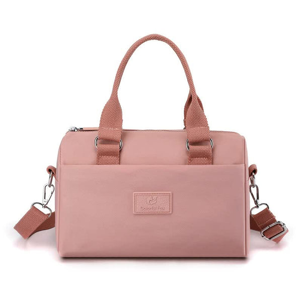 Elosung Pink Multifunctional Nylon Shoulder Bag Lightweight Spacious Handbag For Women 27X18x14cm Women's Bags & Handbags