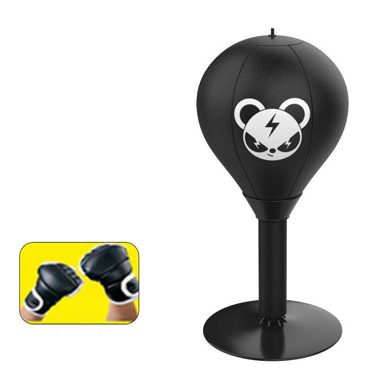 Elosung Desktop Punching Speed Ball Durable Leather Stable Base (Bear Pattern Half Finger Boxing Gloves) Punching Bags