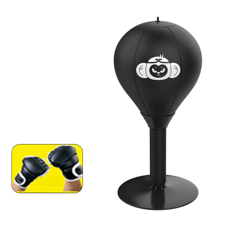 Elosung Desktop Punching Speed Ball Durable Leather Stable Base (Monkey Pattern Half Finger Boxing Gloves) Punching Bags