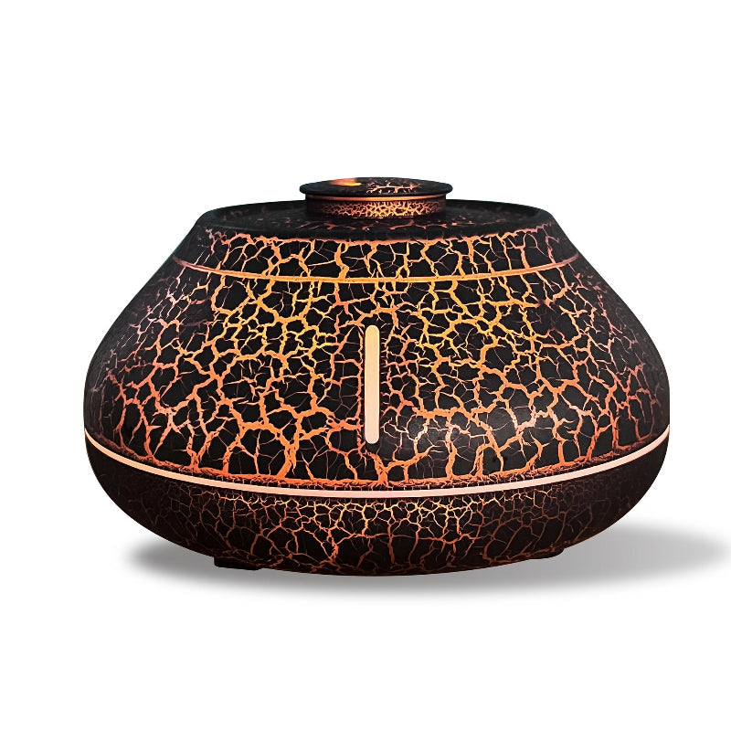 Flame Mountain Aroma Diffuser 7 Color Led Light 130Ml Capacity Ultrasonic Mist Maker Cracked Black Diffusers