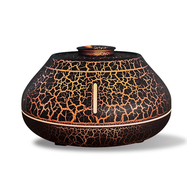 Flame Mountain Aroma Diffuser 7 Color Led Light 130Ml Capacity Ultrasonic Mist Maker Cracked Black Diffusers