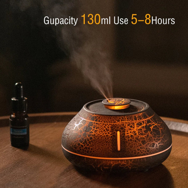 Flame Mountain Aroma Diffuser 7 Colour Led Light 130Ml Capacity Ultrasonic Mist Maker For Home Or Office White Diffusers