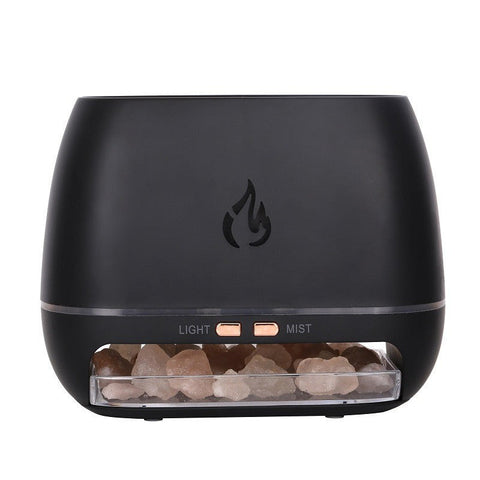 Elosung Black Himalayan Salt Flame Aroma Diffuser 250Ml Ultrasonic Humidifier With 7 Color Led Light For Relaxation Decor Diffusers