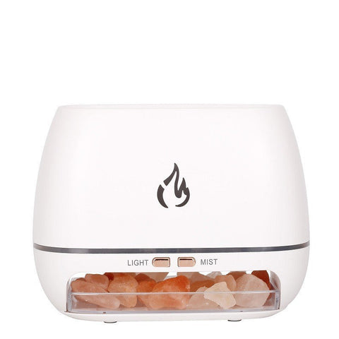 White Himalayan Salt Flame Aroma Diffuser 250Ml Ultrasonic Humidifier With 7 Color Led Light For Relaxation And Decor Humidifiers