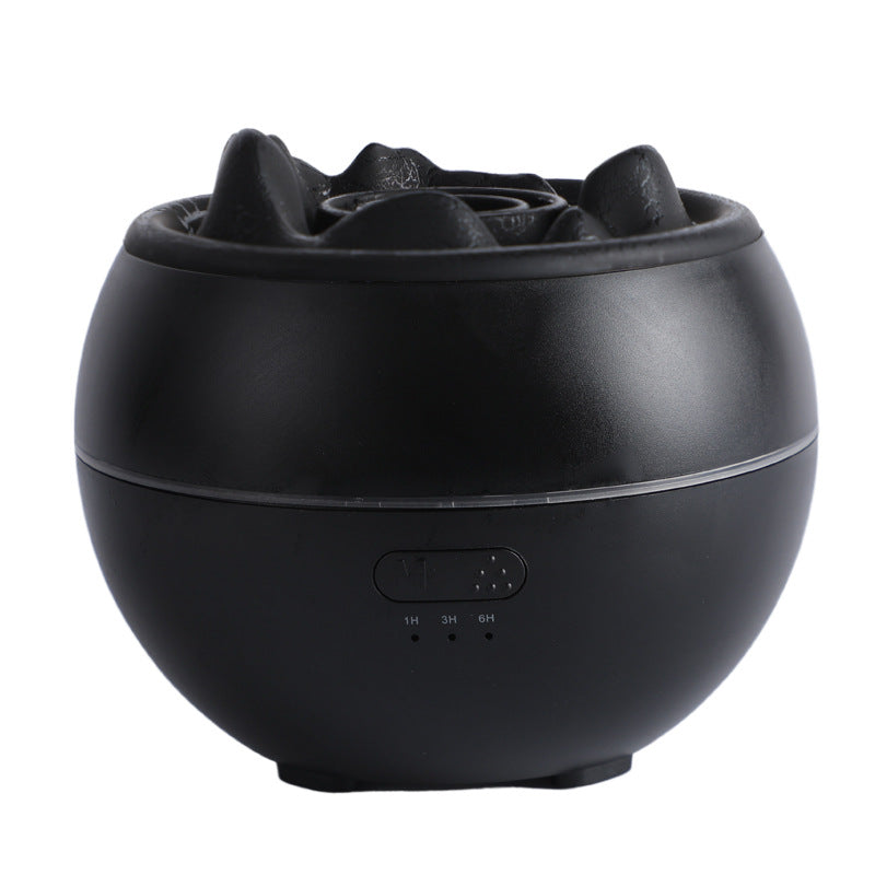 Volcanic Flame Aroma Diffuser (Black Crack Style) 360Ml Ultrasonic Humidifier With 7 Color Led Light And Adjustable Mist For Home Office Humidifiers