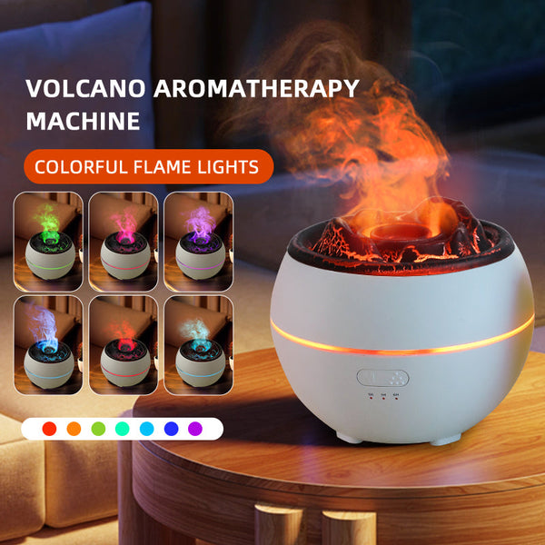 Volcanic Flame Aroma Diffuser (Black Crack Style) 360Ml Ultrasonic Humidifier With 7 Color Led Light And Adjustable Mist For Home Office Humidifiers