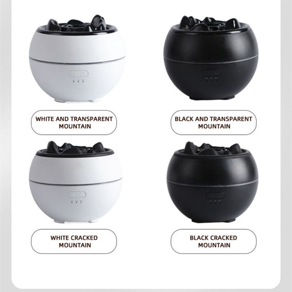 Volcanic Flame Aroma Diffuser (Black Crack Style) 360Ml Ultrasonic Humidifier With 7 Color Led Light And Adjustable Mist For Home Office Humidifiers
