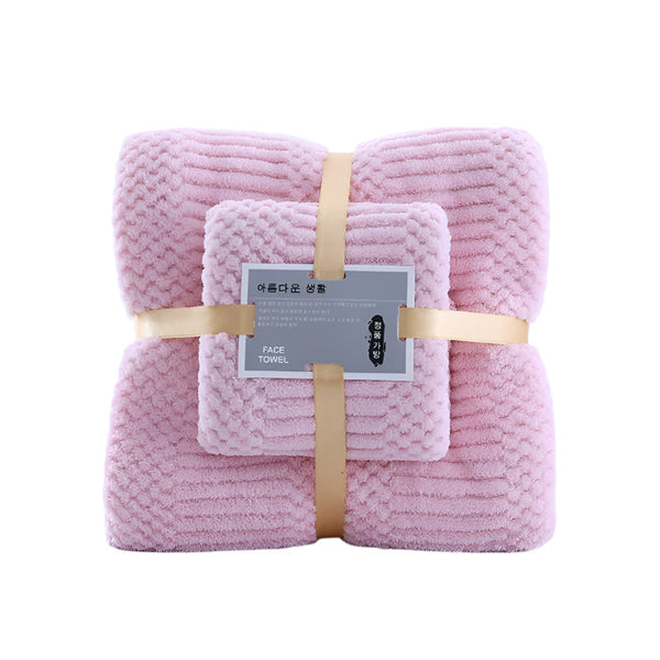 Elosung (2 Pcs) Coral Fleece Towel Bath Set Ultra Soft Absorbent Lint Free For Spa Towels & Washcloths