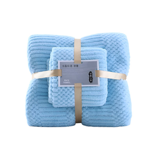Elosung (2 Pcs) Coral Fleece Towel Bath Set Ultra Soft Absorbent Lint Free For Spa Towels & Washcloths