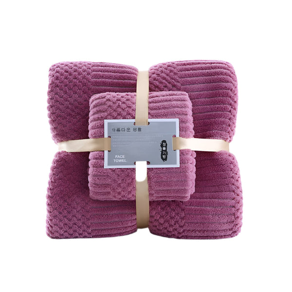 Elosung (2 Pcs) Coral Fleece Towel Bath Set Ultra Soft Absorbent Lint Free For Spa Towels & Washcloths