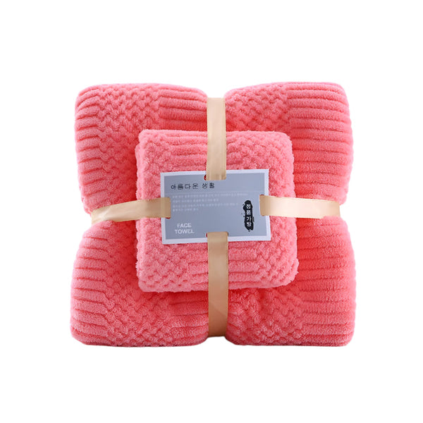 Elosung (2 Pcs) Coral Fleece Towel Bath Set Ultra Soft Absorbent Lint Free For Spa Towels & Washcloths