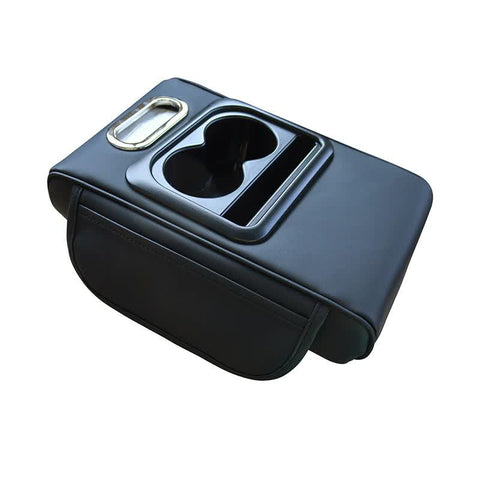 Elosung Gt 6 No Embroidery Black Multifunctional Car Armrest Storage Box Cushion Universal Fit With Cup Holder Tissue Dispenser Car Organisers