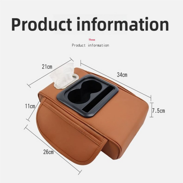 Elosung Gt 6 No Embroidery Orange Multifunctional Car Armrest Storage Box Cushion Universal Fit With Cup Holder Tissue Dispenser Car Organisers
