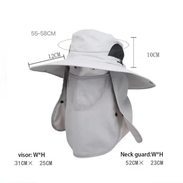 Elosung Dark Gray Outdoor Uv Protection Sun Hat With Detachable Face And Neck Flap Wide Brim Breathable Lightweight Hats