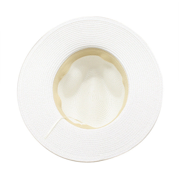 Elosung Khaki Womens Wide Brim Straw Hat With Rhinestones Elegant Breathable Sun Summer Outdoors M(56 58Cm) Hats