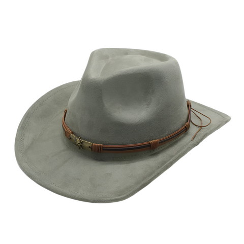 Green Unisex Faux Suede Western Cowboy Hat Wide Brim Fedora For Outdoor Travelm(57 58Cm) Hats