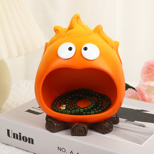 Elosung Creative Cartoon Flame Key Holder Tray Fun And Decorative Storage For Entryway Or Living Room Sculptures & Figurines