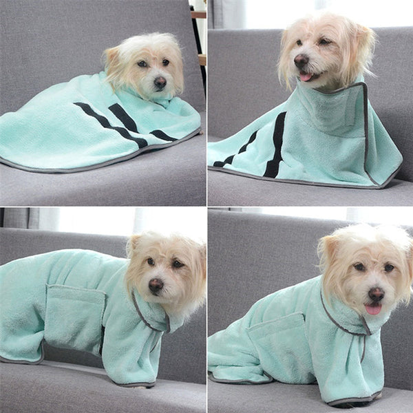Elosung 2Pcs/X Size Blue Soft Absorbent Dog Bathrobe Towel Cozy Pet Drying Wrap For Small Medium Dogs Dog Clothing & Shoes