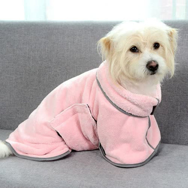 Elosung 2Pcs Size Pink Soft Absorbent Dog Bathrobe Towel Cozy Pet Drying Wrap For Small Medium Dogs Dog Clothing & Shoes