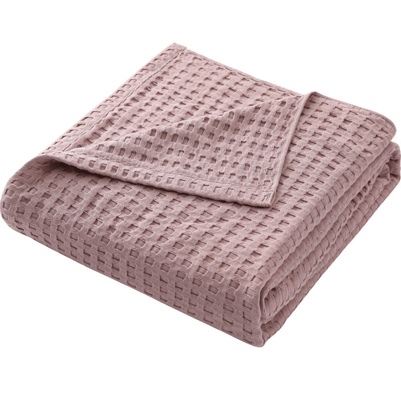 Elosung Cotton Waffle Blanket Air Conditioning Throw Summer Quilt 100 X 152Cm Bean Paste Colour Blankets