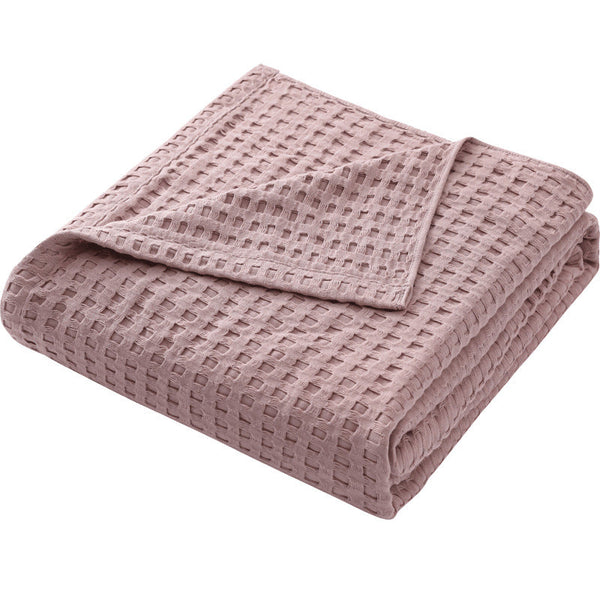 Elosung Cotton Waffle Blanket Air Conditioning Throw Summer Quilt 100 X 152Cm Bean Paste Colour Blankets