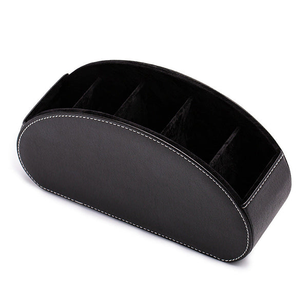 Elosung Black Stylish Remote Control Storage Box Pu Leather Organizer With Compartments Storage Boxes