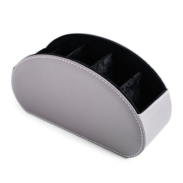 Elosung Gray Stylish Remote Control Storage Box Pu Leather Organiser With Compartments Storage Boxes