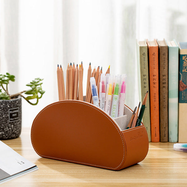 Elosung Gray Stylish Remote Control Storage Box Pu Leather Organiser With Compartments Storage Boxes