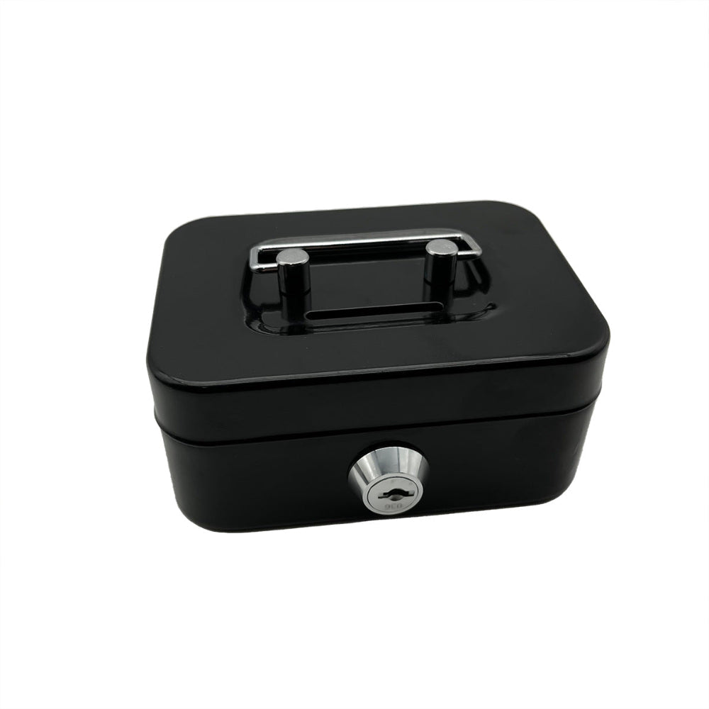 Elosung 2Pcs Black Mini Lockable Cash Box With Handle Secure Money Storage Storage Boxes