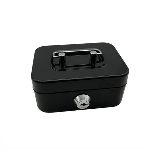 Elosung 2Pcs Black Mini Lockable Cash Box With Handle Secure Money Storage Storage Boxes