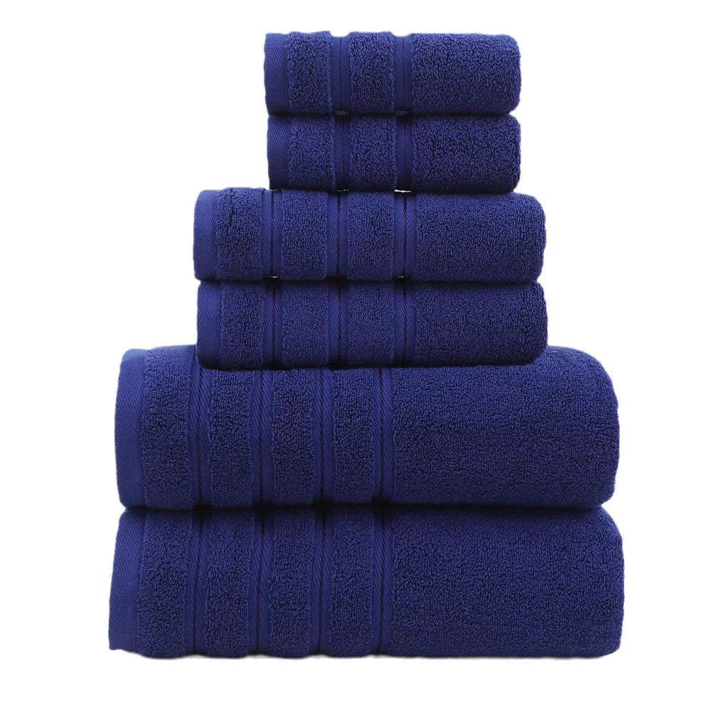Blue Luxury Cotton Towel Set 6 Piece Ultra Soft Bath Hand And Washcloth Towels & Washcloths