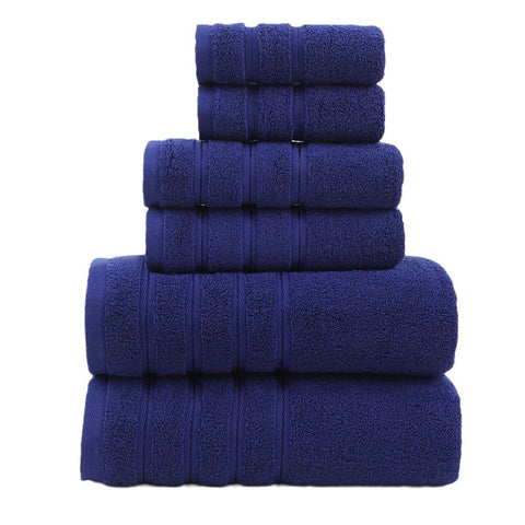Blue Luxury Cotton Towel Set 6 Piece Ultra Soft Bath Hand And Washcloth Towels & Washcloths
