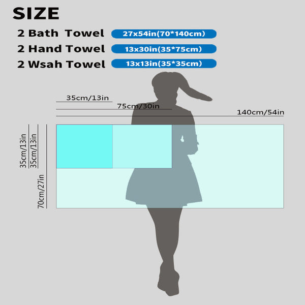 Blue Luxury Cotton Towel Set 6 Piece Ultra Soft Bath Hand And Washcloth Towels & Washcloths