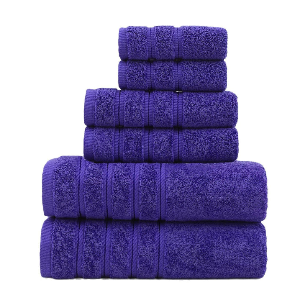 Elosung Purple Luxury Cotton Towel Set 6 Piece Ultra Soft Bath Hand Washcloth Towels & Washcloths