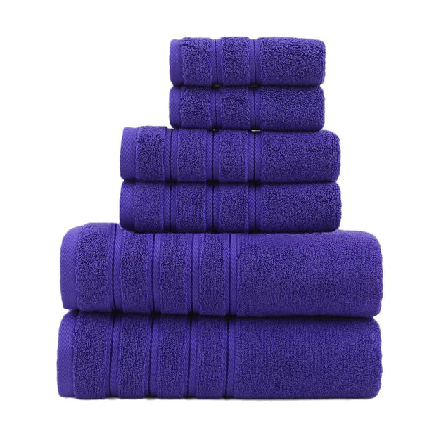 Elosung Purple Luxury Cotton Towel Set 6 Piece Ultra Soft Bath Hand Washcloth Towels & Washcloths