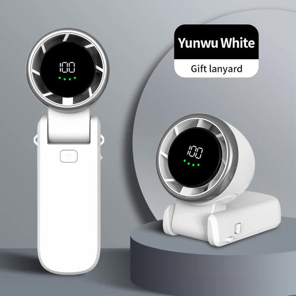 Elosung White Usb Rechargeable Handheld Fan With Digital Display Portable Fans