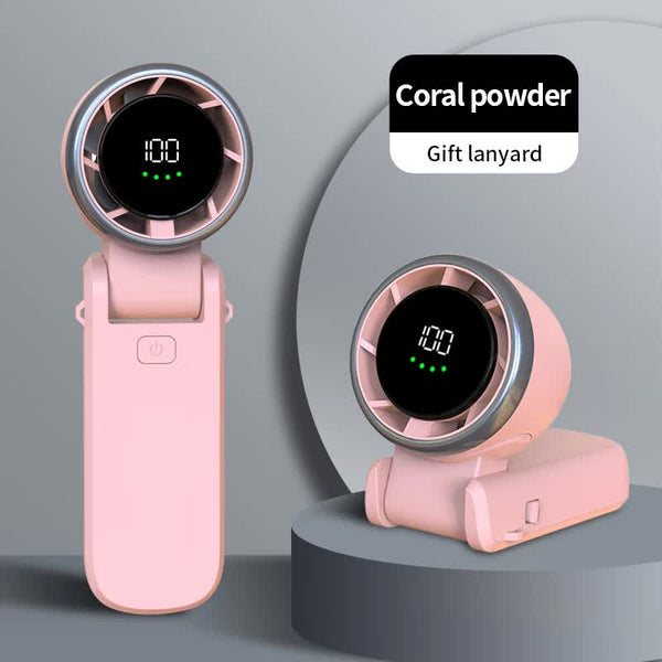 Elosung Pink Usb Rechargeable Handheld Fan With Digital Display Portable Fans