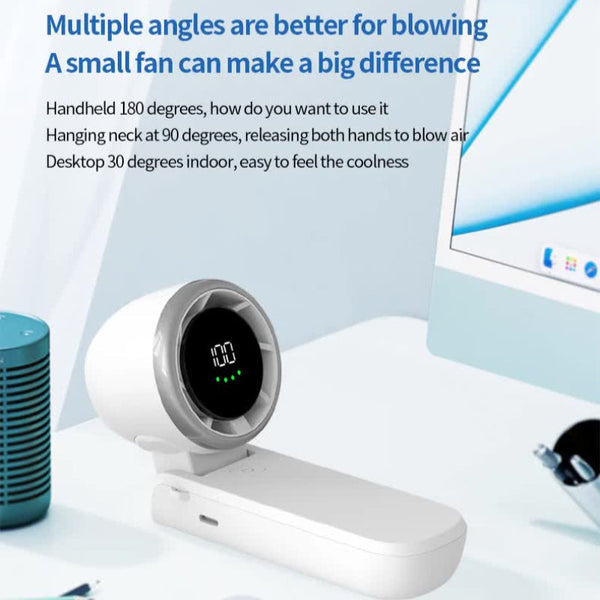 Elosung Pink Usb Rechargeable Handheld Fan With Digital Display Portable Fans