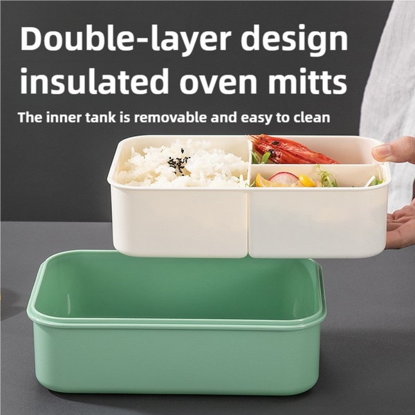 Elosung 2 Pcs Green Multipurpose Lunch Box With Spoon Fork Lunchboxes