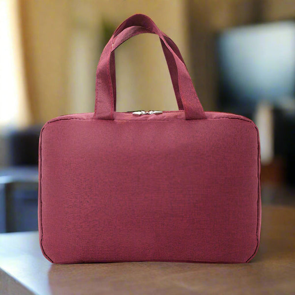 Wine Red Multipurpose Portable Travel Toiletry Bag Waterproof Cosmetic Organiser With Zipper Makeup Bags & Cases