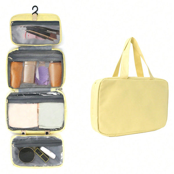 Yellow Multipurpose Portable Travel Toiletry Bag Waterproof Cosmetic Organiser With Zipper Makeup Bags & Cases