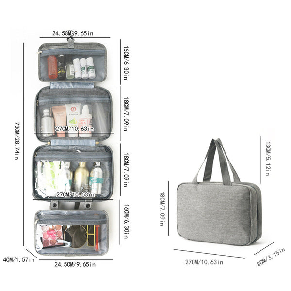 Gray Multipurpose Portable Travel Toiletry Bag Waterproof Cosmetic Organizer With Zipper Makeup Bags & Cases