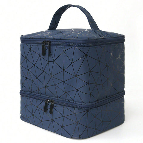 Elosung Blue Large Capacity Pvc Cosmetic Bag Nail Polish Storage Case With Dividers Makeup Bags & Cases