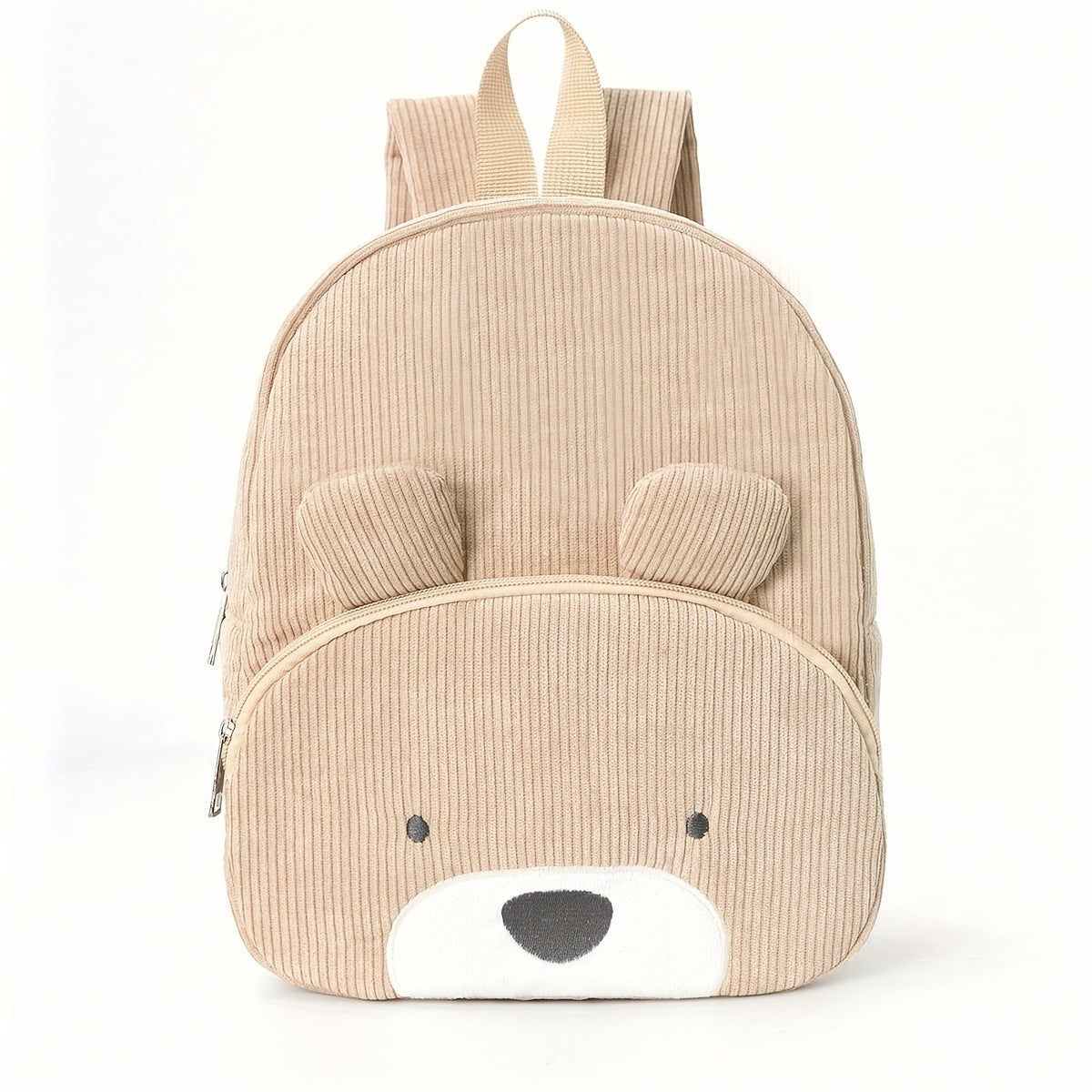 Cute Khaki Bear Backpack Soft Corduroy Material With Adjustable Straps Backpacks & Bags